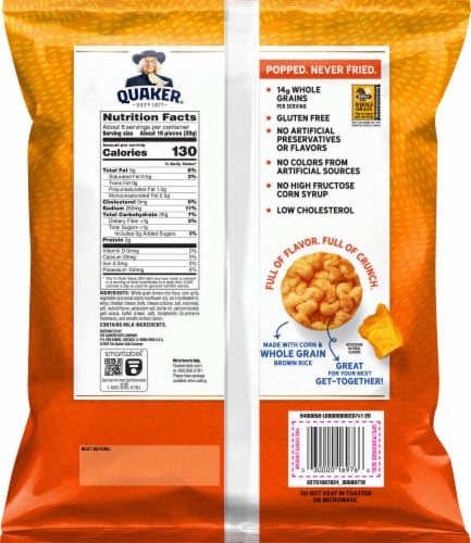 Quaker® Rice Crisps Gluten Free Cheddar Cheese Flavor Snacks Big Bag Perspective: back