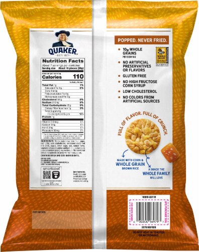 Quaker Rice Cakes Caramel Corn Flavor Snacks Big Bag Perspective: back