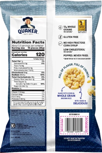 Quaker Kettle Corn Flavor Rice Crisps Perspective: back