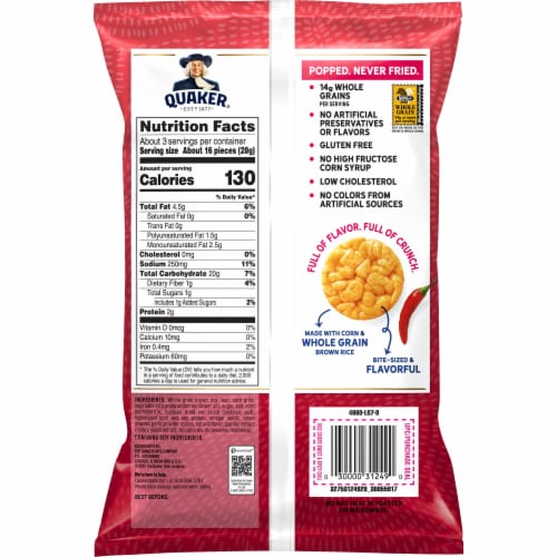 Quaker® Sweet & Spicy Chili Rice Crisps Perspective: back
