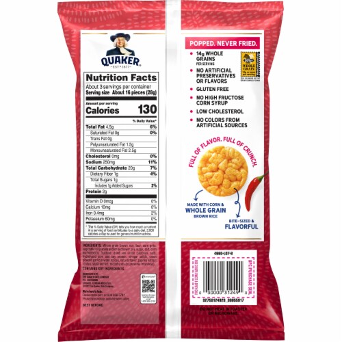 Quaker® Sweet & Spicy Chili Rice Crisps Perspective: back