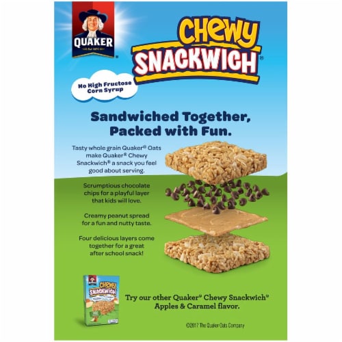 Quaker Chewy Snackwich Peanut Butter Chocolate Chip Snack Bars Perspective: back