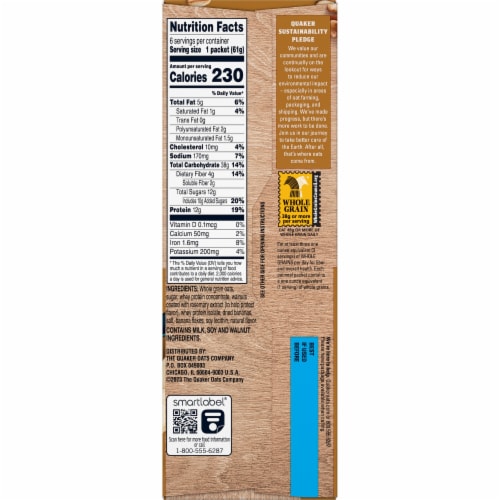 Quaker® Banana Nut Protein Instant Oatmeal Perspective: back