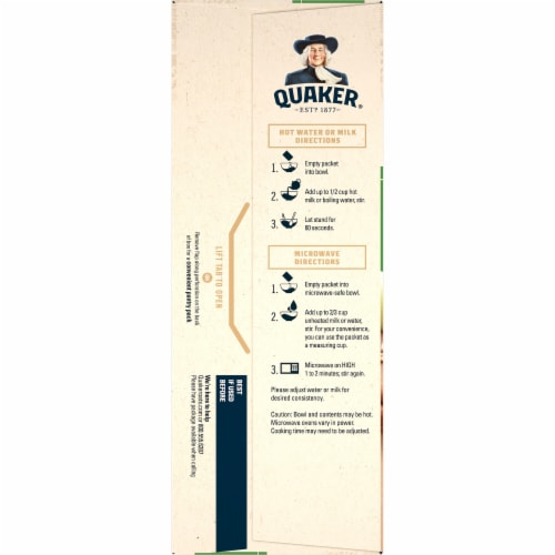 Quaker Apples and Cinnamon Instant Oatmeal Packets Perspective: back