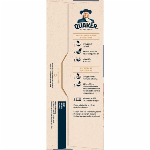 Quaker Instant Oatmeal Three Flavor Variety Pack Perspective: back