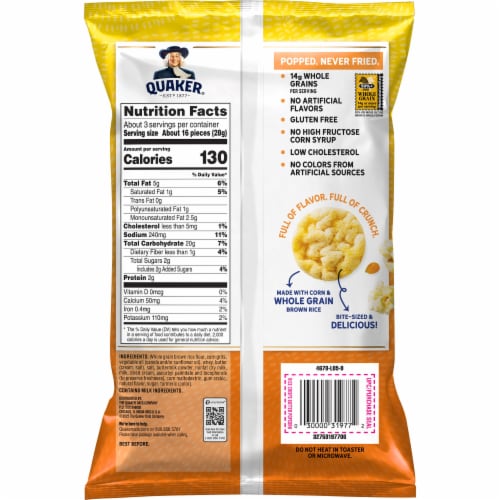 Quaker™ Butter Popcorn Flavored Rice Crisps Perspective: back