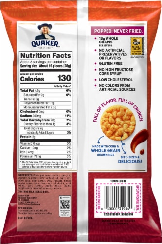 Quaker® Sweet Barbecue Flavored Rice Crisps Perspective: back