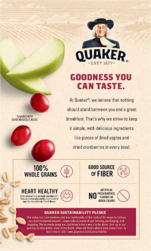 Quaker® Apples & Cranberries Instant Oatmeal Perspective: back