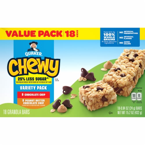 Quaker Chewy Less Sugar Granola Bar Variety Pack Perspective: back