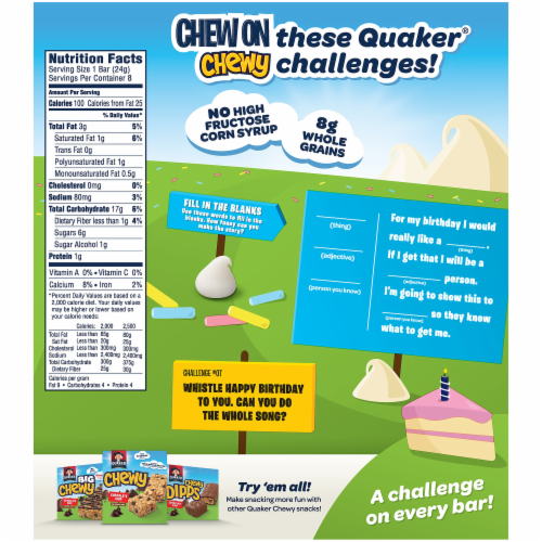 Quaker Chewy Birthday Cake Granola Bars, 8 ct / 0.84 oz Kroger
