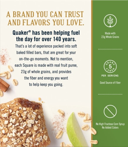 Quaker® Baked Squares Apple Cinnamon Soft Baked Bars Perspective: back
