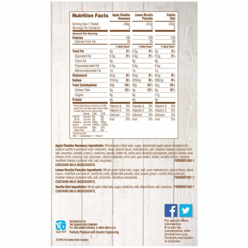 Quaker Best Bowl Instant Oatmeal Variety Pack Perspective: back