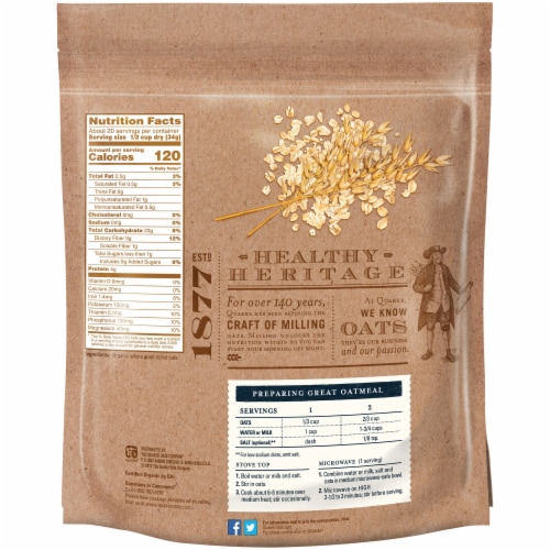 Quaker Oats Organic Old Fashioned Oatmeal Perspective: back