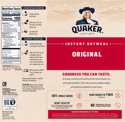 Quaker® Original Instant Oatmeal Perspective: back