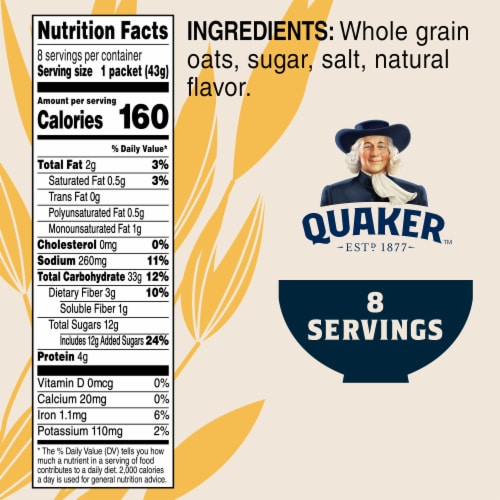 Quaker® Maple & Brown Sugar Instant Oatmeal Perspective: back