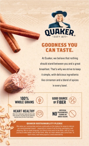 Quaker® Cinnamon & Spice Instant Oatmeal Perspective: back
