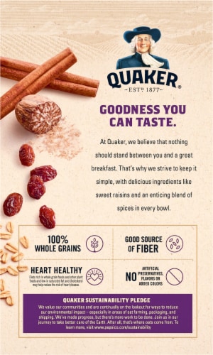 Quaker® Raisins & Spice Instant Oatmeal Perspective: back