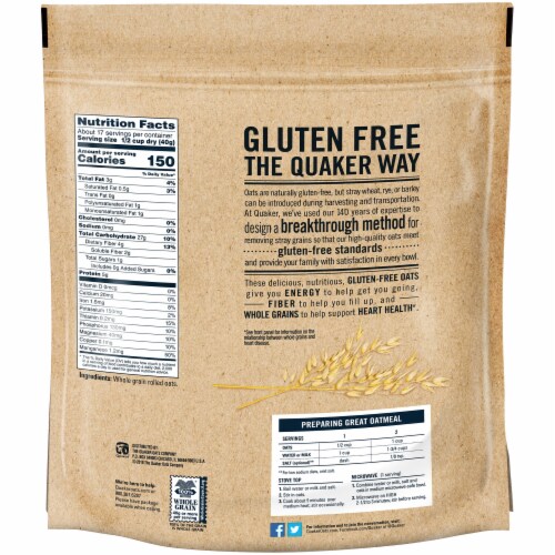 Quaker Gluten Free Old Fashioned Oats Perspective: back
