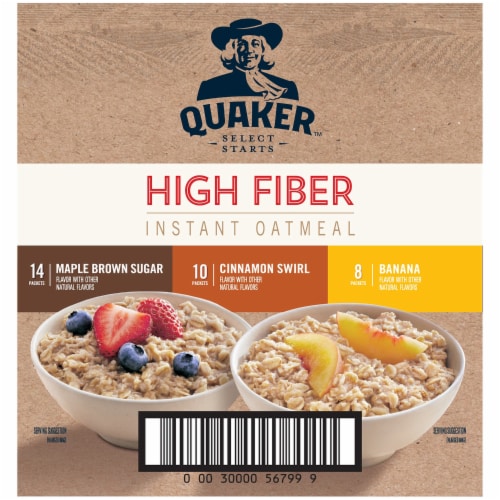 Quaker Select Starts High Fiber Instant Oatmeal Variety Pack 32 Count Perspective: back