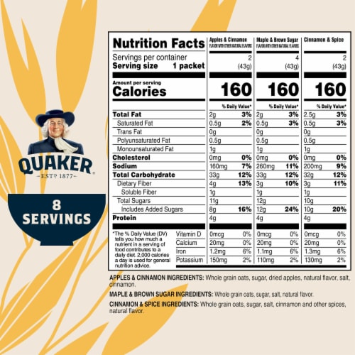 Quaker Fruit and Cream Instant Oatmeal Breakfast Variety Pack Perspective: back