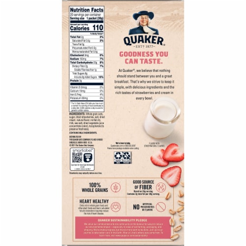 Quaker Instant Oatmeal Strawberries & Cream Perspective: back