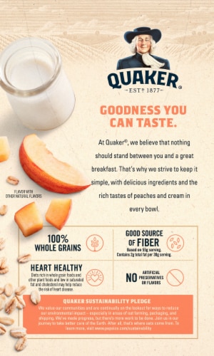 Quaker® Peaches & Cream Instant Oatmeal Perspective: back