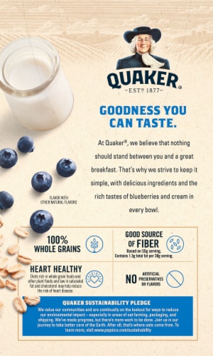 Quaker Blueberries & Cream Instant Oatmeal Perspective: back