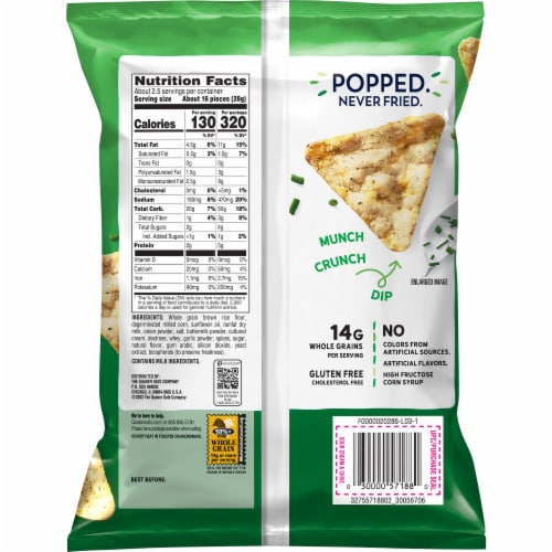 Quaker® Sour Cream & Chives Rice Chips Perspective: back