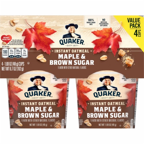 Quaker® Maple & Brown Sugar Instant Oatmeal Cups Perspective: back