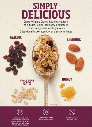 Quaker® Simply Oats, Honey, Raisins and Almonds Granola Perspective: back