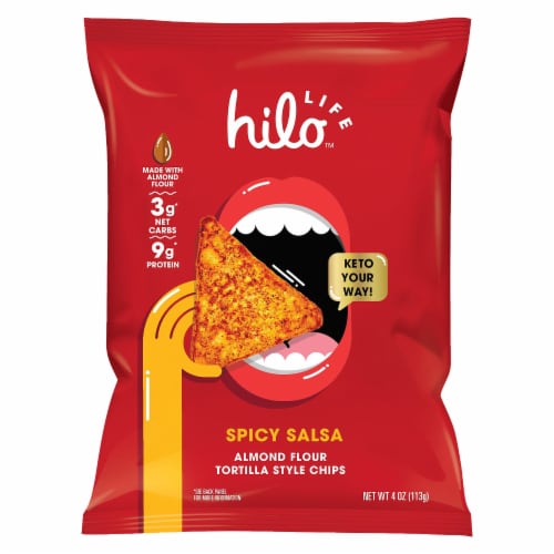 Hilo Life™ Spicy Salsa Almond Flour Tortilla Style Chips Perspective: back