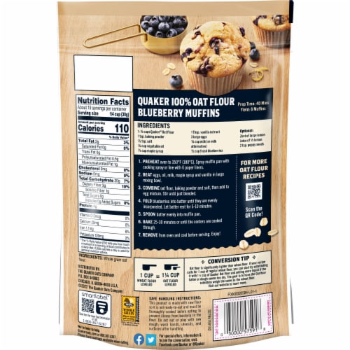 Quaker® Stand Up Pouch Oat Flour Perspective: back