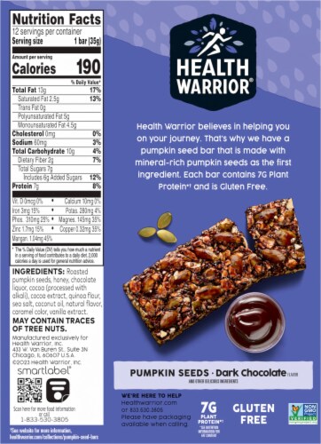 Health Warrior® Dark Chocolate Pumpkin Seed Bars Perspective: back
