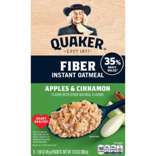 Quaker® Apples & Cinnamon High Fiber Instant Oatmeal Perspective: back