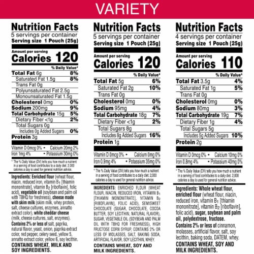 Keebler Gripz Variety Pack Cookies and Crackers Perspective: back