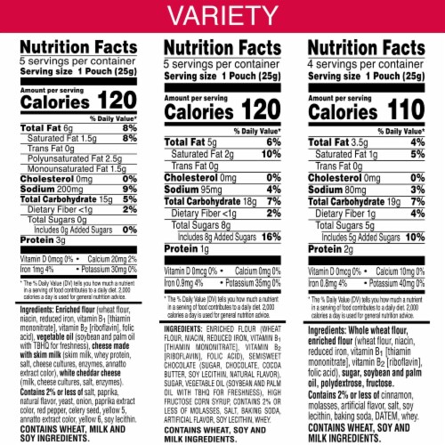 Keebler Gripz Variety Pack Cookies and Crackers Perspective: back