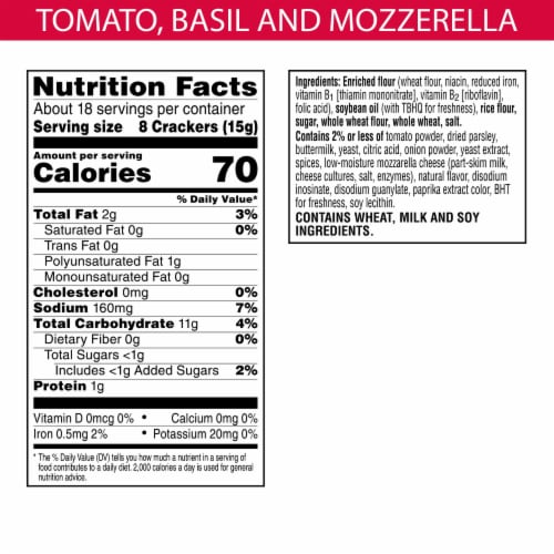Town House® Flatbread Crisps Tomato Basil and Mozzarella Oven Baked Snack Crackers Perspective: back