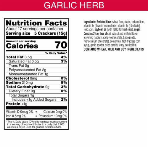 Kellogg's Town House Garlic Herb Pretzel Flipsides Crackers Perspective: back
