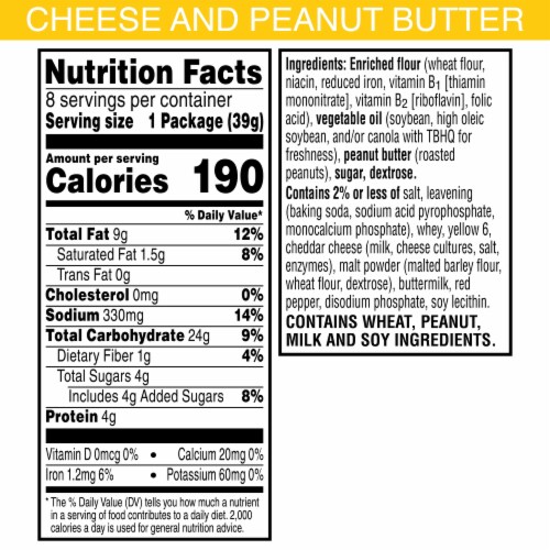 Keebler® Cheese and Peanut Butter Sandwich Snack Crackers Perspective: back