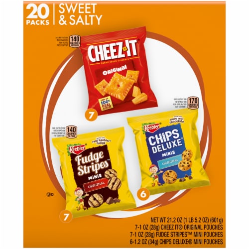 Keebler Mini Chips Deluxe Cheez-It Mini Fudge Stripe Variety Pack Perspective: back