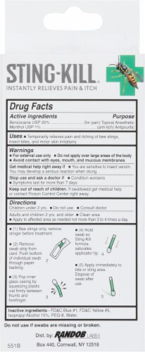 Sting-Kill® Insect Relief Swabs Perspective: back