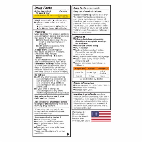Pediacare Infants' Grape Acetaminophen Perspective: back