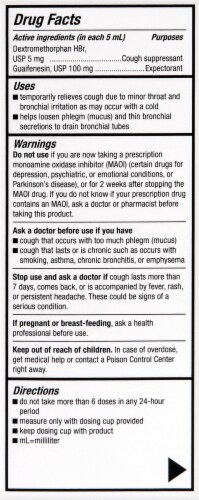 PediaCare Grape Cough & Congestion Children's Medicine Perspective: back