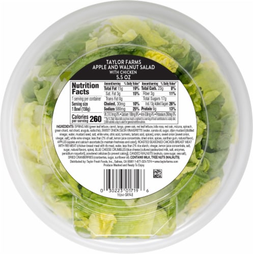 Taylor Farms Apple & Walnut Chicken Salad Kit Bowl Perspective: back