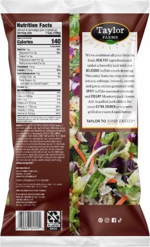 Taylor Farms® Buffalo Ranch Chopped Salad Kit Bag Perspective: back