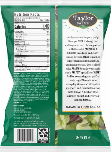 Taylor Farms® Everyday Italian Salad Kit Bag Perspective: back