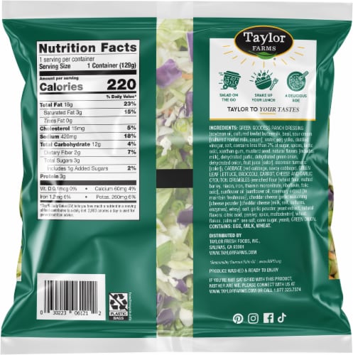 Taylor Farms® Green Goddess Mini Chopped Salad Kit Bag Perspective: back