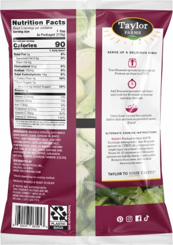 Taylor Farms® Air Fry Spicy Maple Brussels Sprouts Vegetable Kit Perspective: back