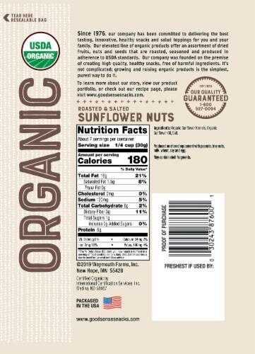 Good Sense® Organic Roasted & Salted Sunflower Kernels Perspective: back