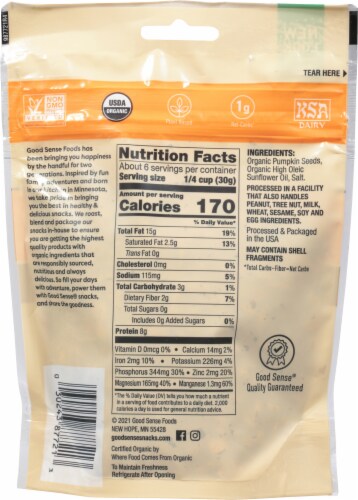 Good Sense® Organic Roasted & Salted Pumpkin Seeds (Pepitas) Perspective: back